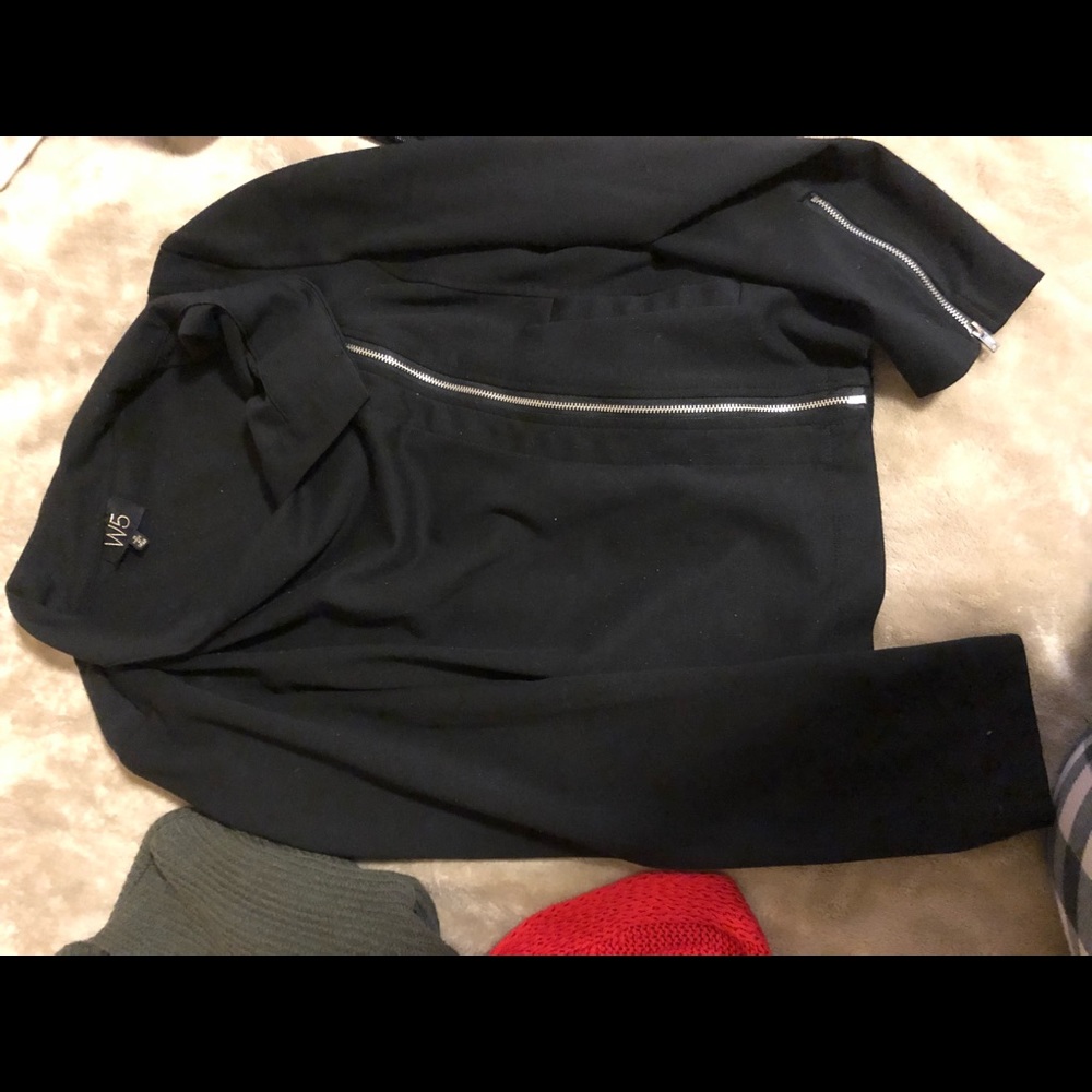 Black sweater with zipper in sleeve
